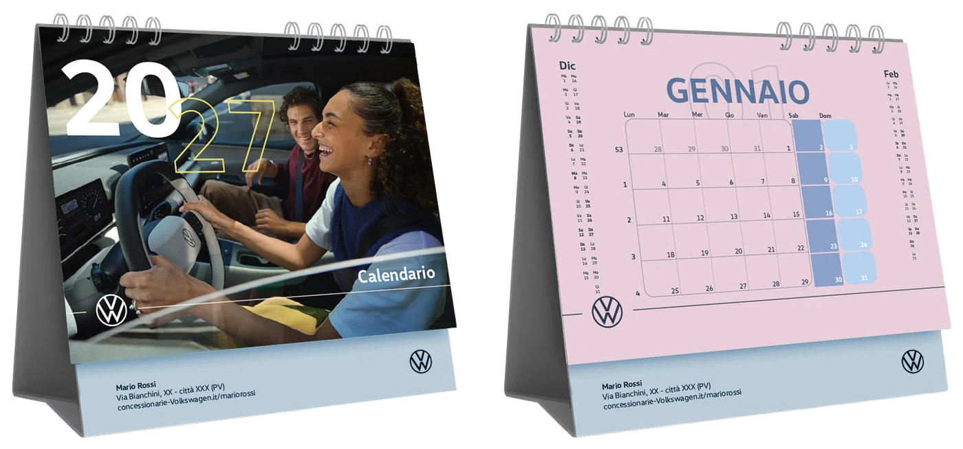 Render indicativo: Calendario da tavolo